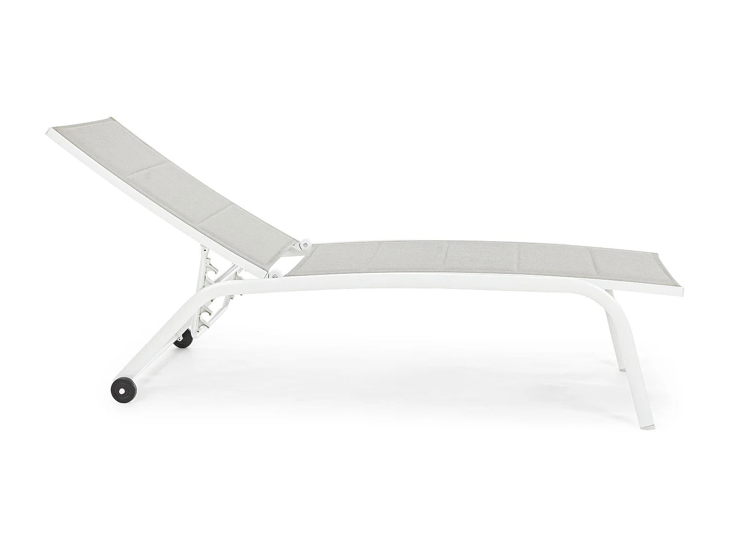 Chaise longue en aluminium et textylène blanc Chloé - Lot de 4