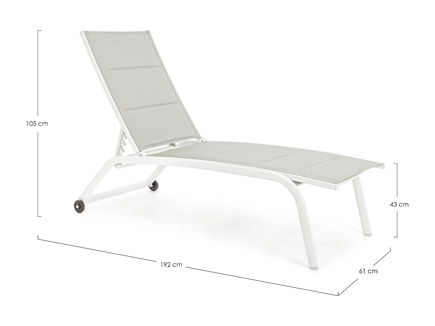 Chaise longue en aluminium et textylène blanc Chloé - Lot de 4