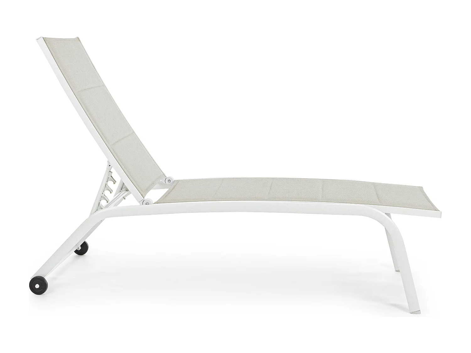Chaise longue en aluminium et textylène blanc Chloé - Lot de 4