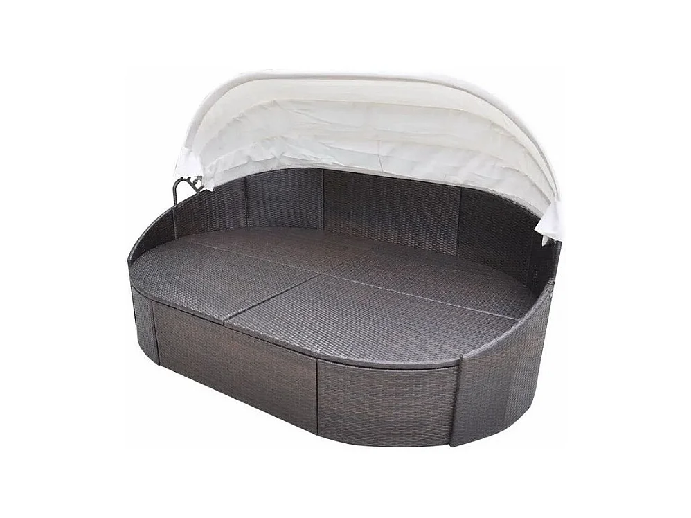 Lit de jardin avec auvent résine tressée marron Velass