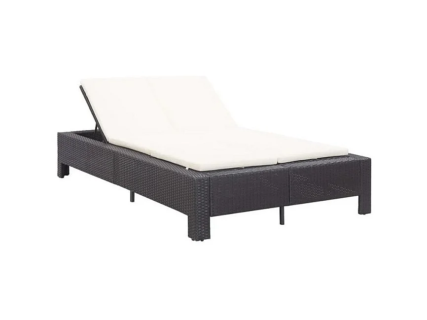 Lit de jardin tissu blanc et résine tressée noire Daget