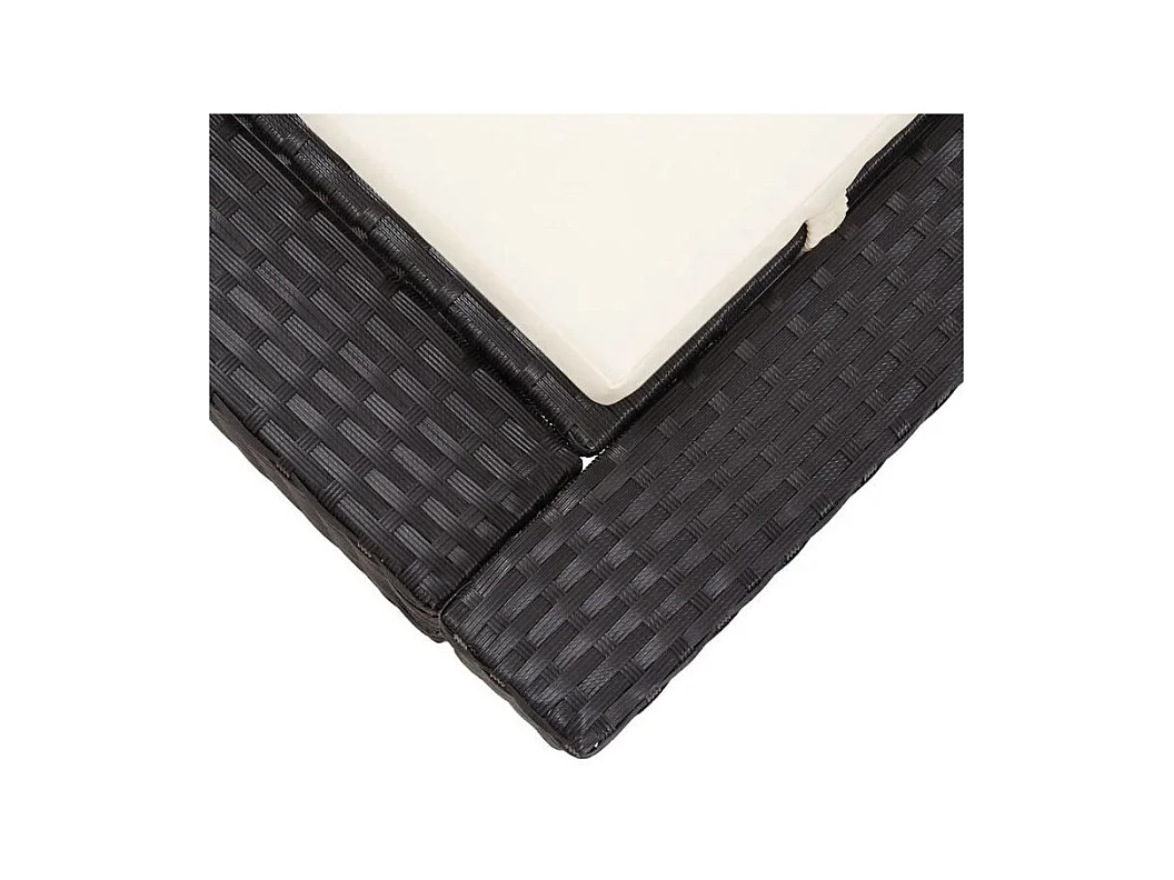 Lit de jardin tissu blanc et résine tressée noire Daget