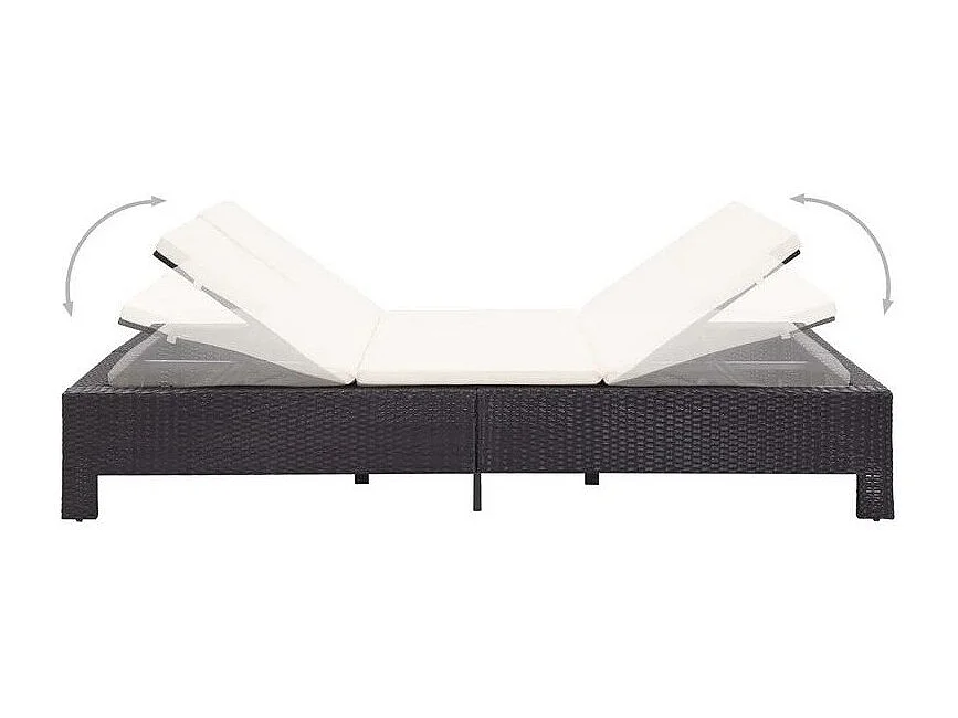 Lit de jardin tissu blanc et résine tressée noire Daget