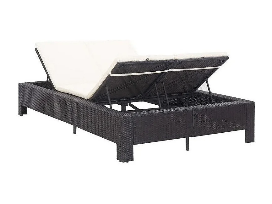 Lit de jardin tissu blanc et résine tressée noire Daget