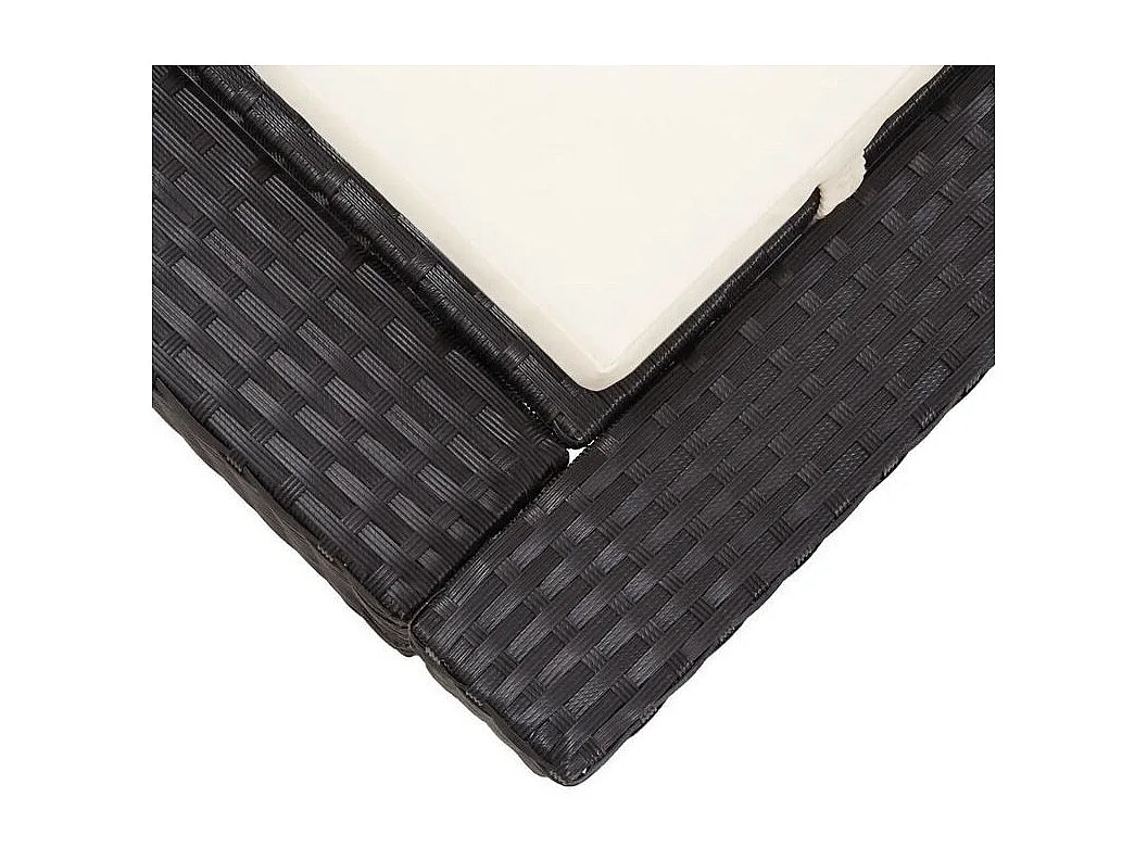 Lit de jardin tissu blanc et résine tressée noire Daget