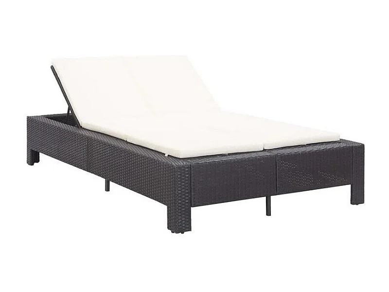 Lit de jardin tissu blanc et résine tressée noire Daget