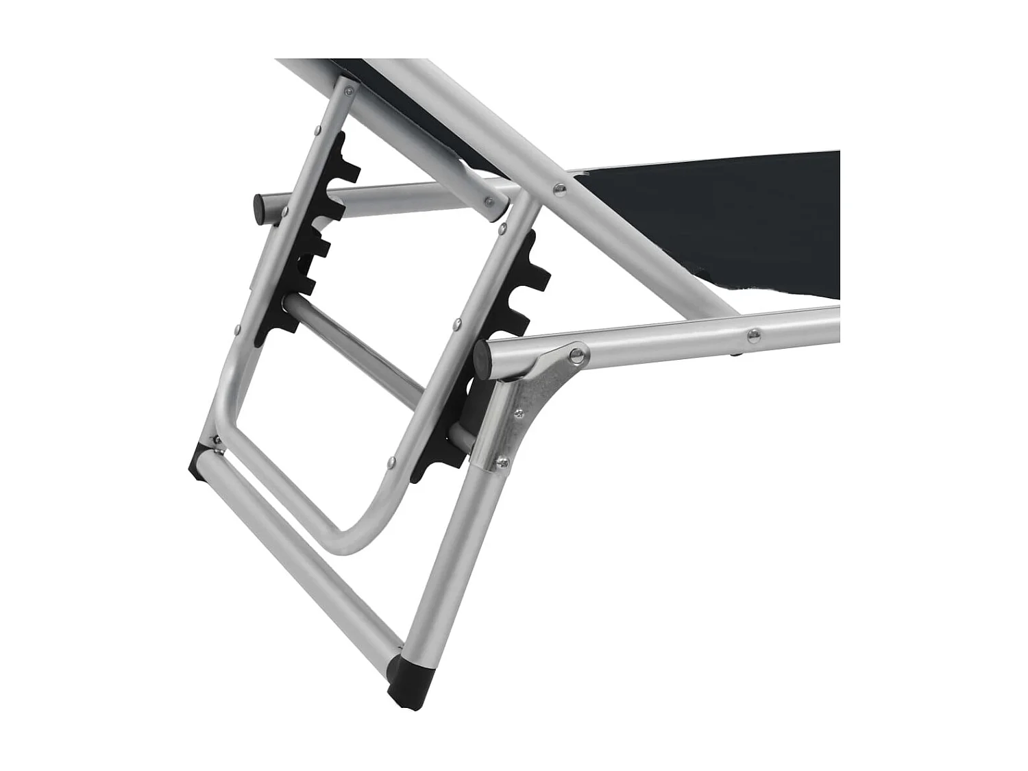 Chaises longues pliables et toit 2 pcs Aluminium textilène Noir