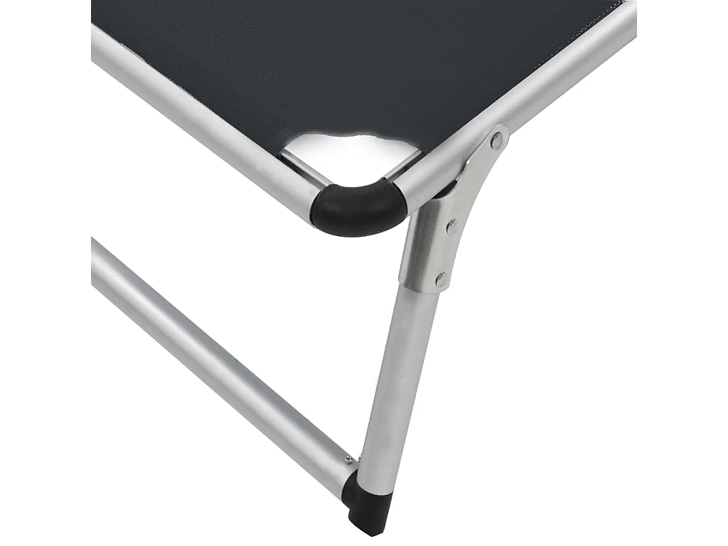 Chaises longues pliables et toit 2 pcs Aluminium textilène Noir