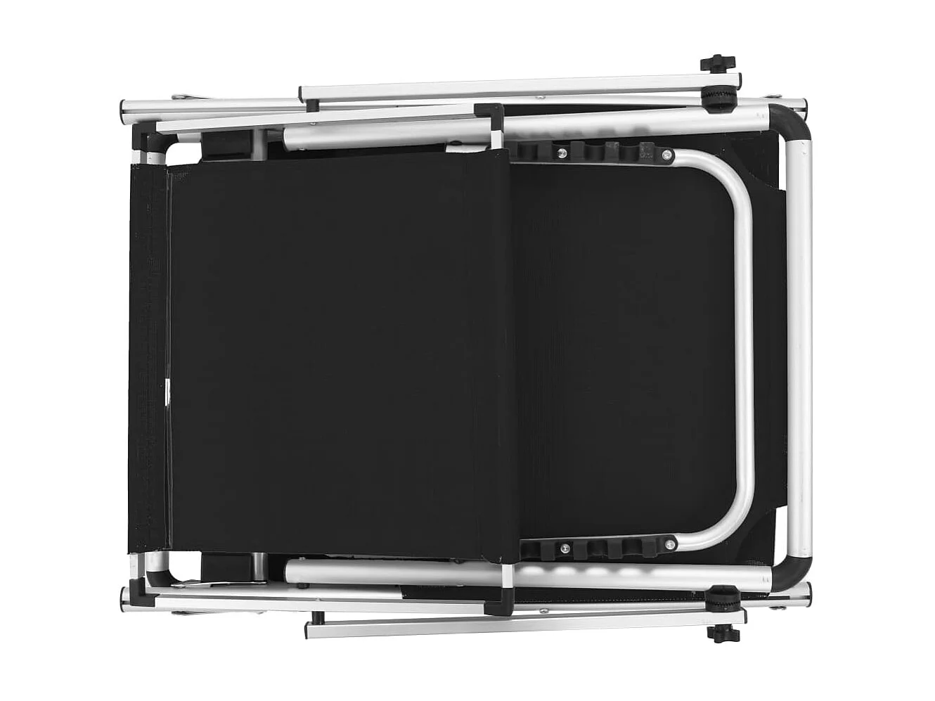 Chaises longues pliables et toit 2 pcs Aluminium textilène Noir
