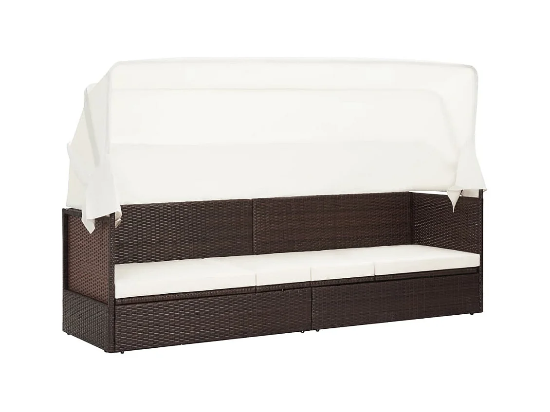 Canapé de jardin avec auvent Résine tressée Marron