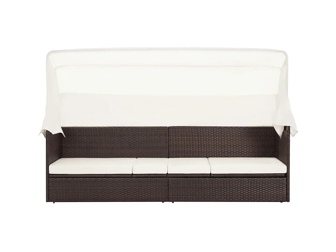 Canapé de jardin avec auvent Résine tressée Marron