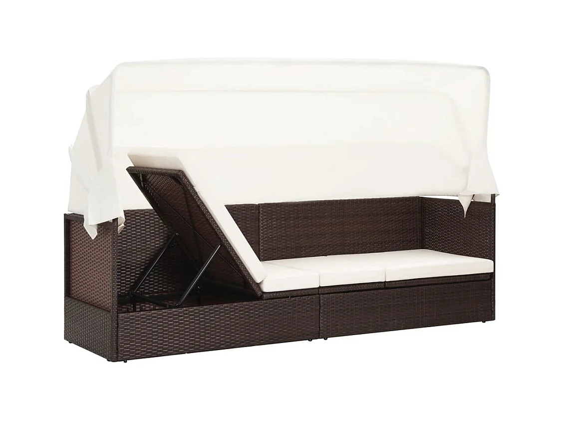 Canapé de jardin avec auvent Résine tressée Marron