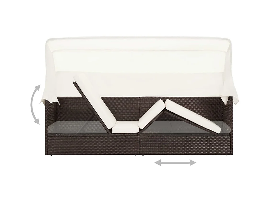 Canapé de jardin avec auvent Résine tressée Marron