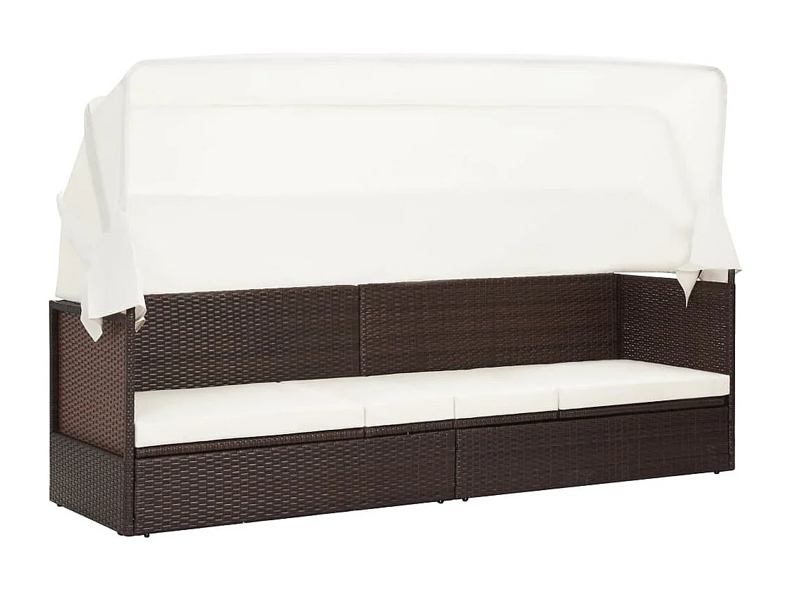 Canapé de jardin avec auvent Résine tressée Marron