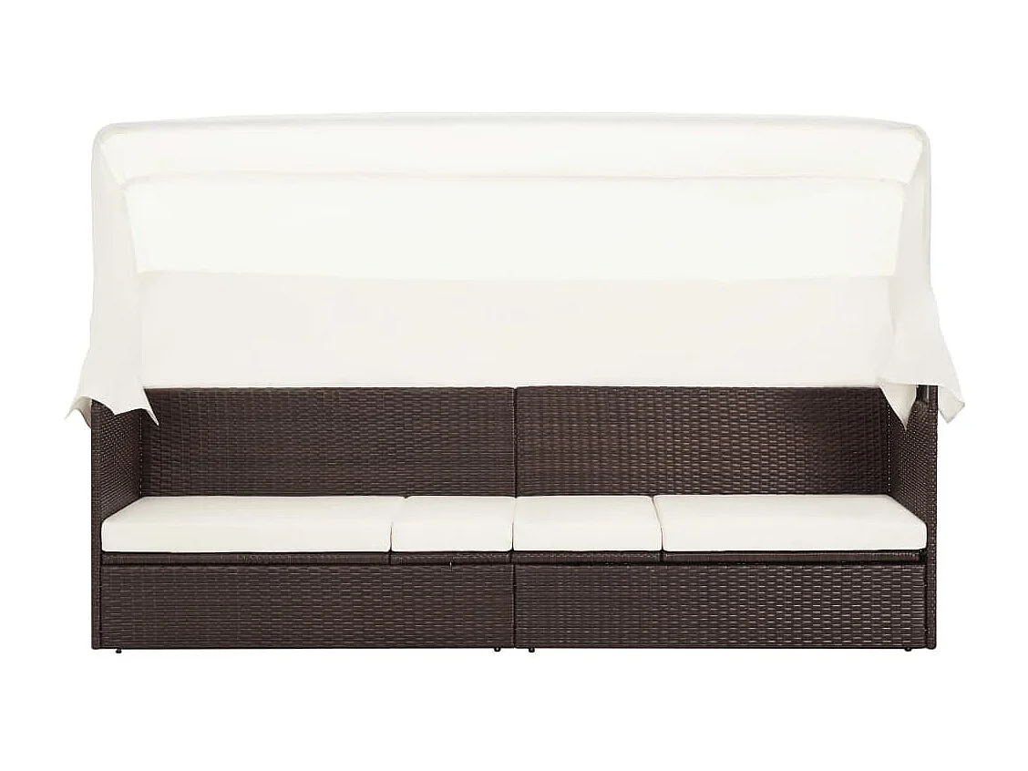 Canapé de jardin avec auvent Résine tressée Marron