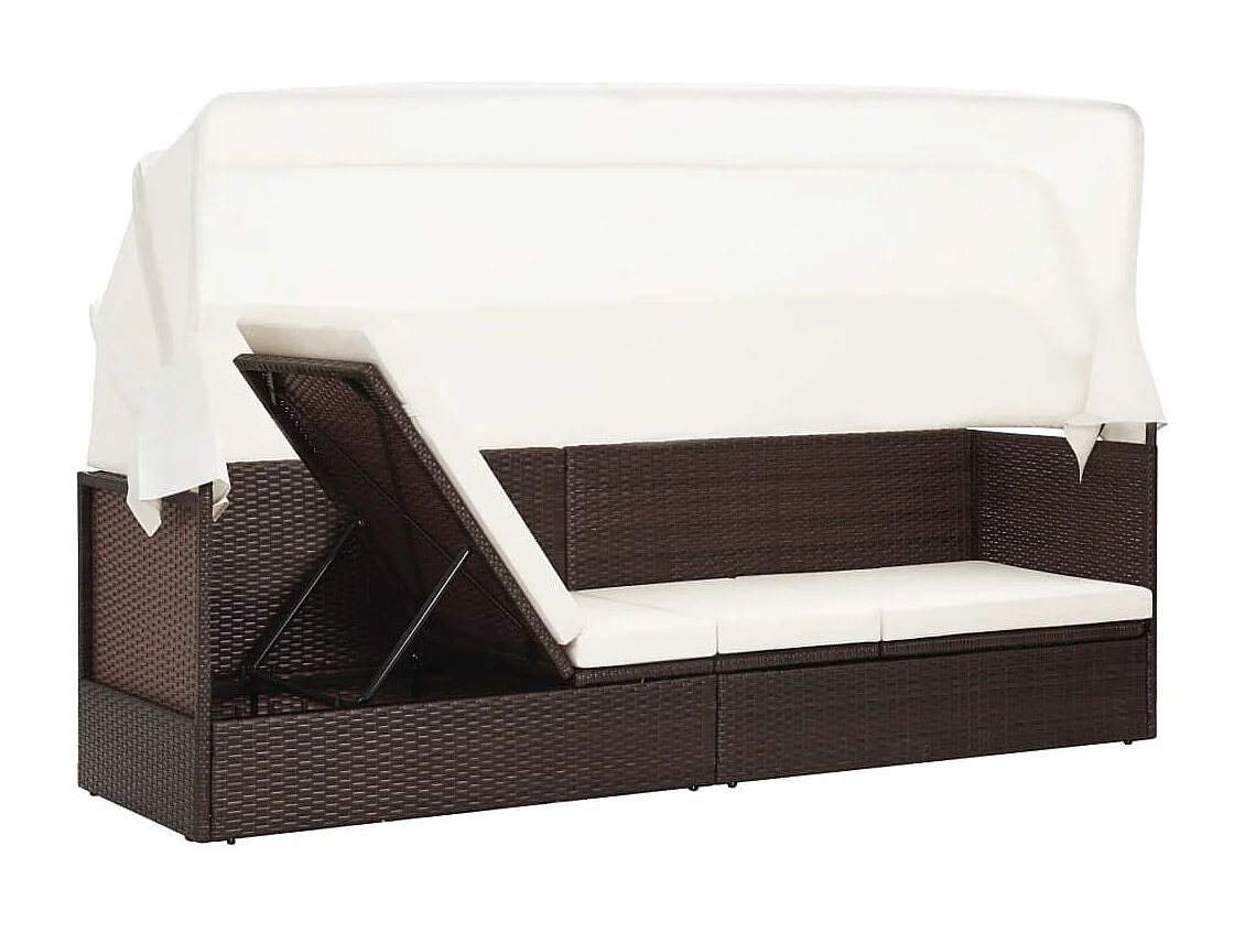 Canapé de jardin avec auvent Résine tressée Marron