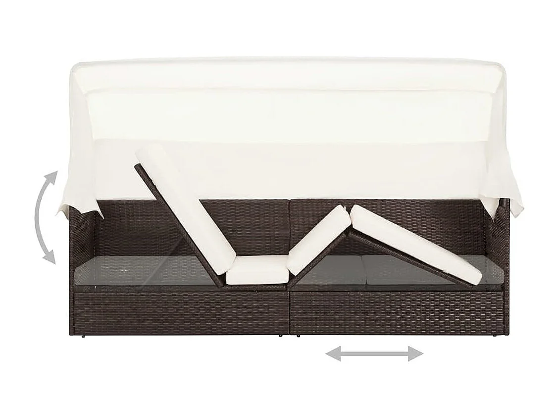 Canapé de jardin avec auvent Résine tressée Marron