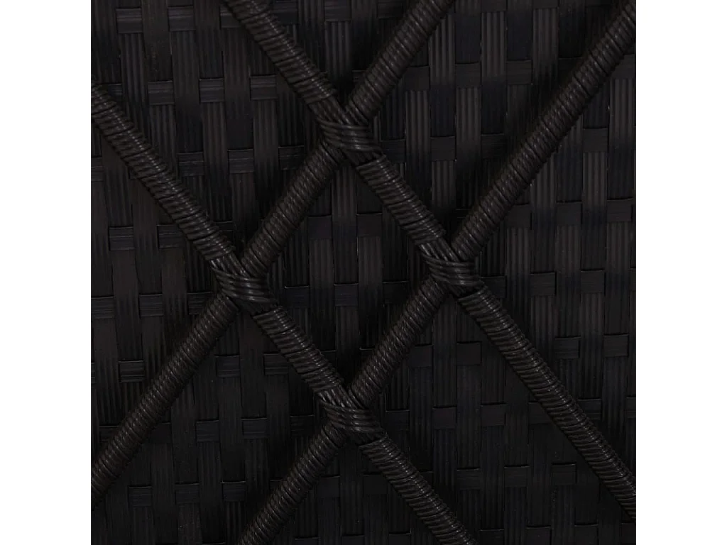 Chaises longues de jardin table à thé 3 pcs Résine tressée Noir