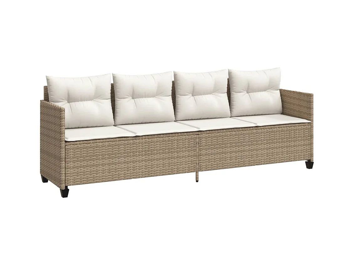 Chaise longue avec coussins beige résine tressée
