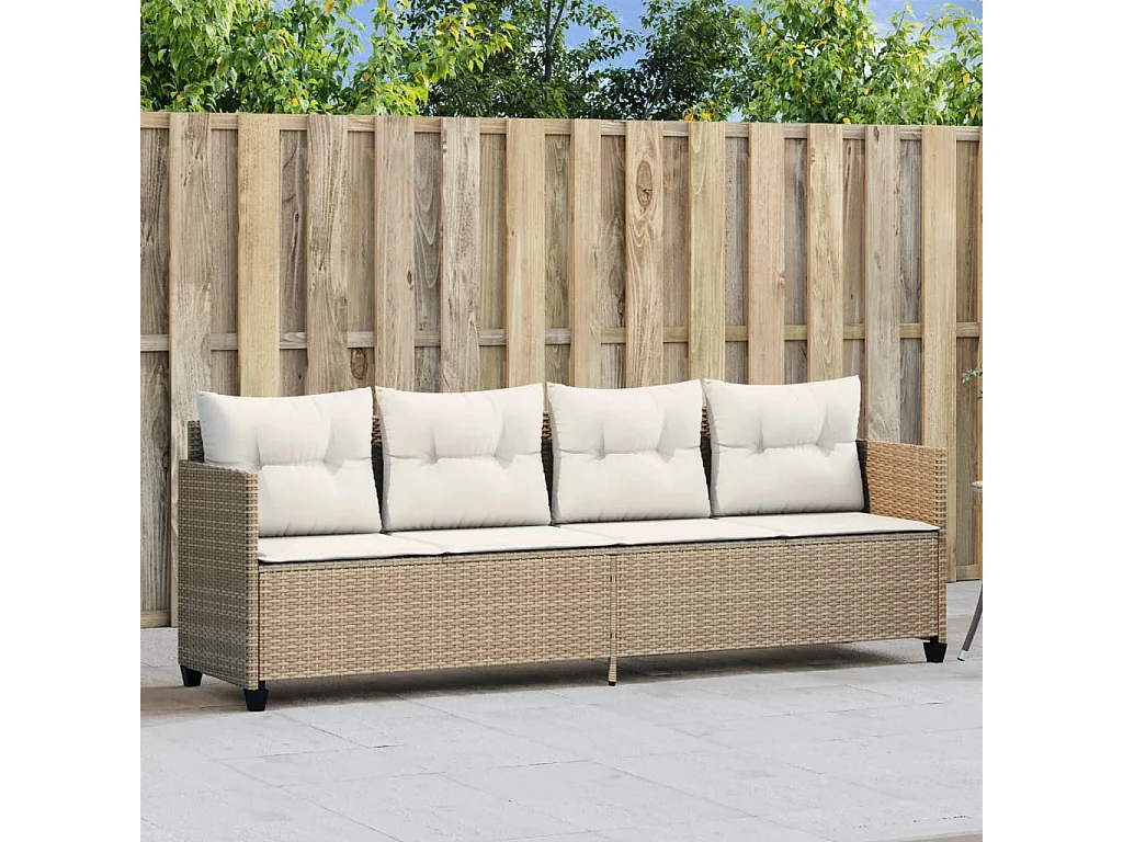 Chaise longue avec coussins beige résine tressée