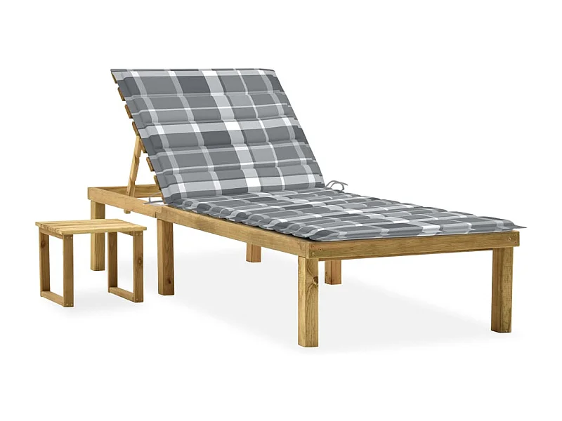 Chaise longue de jardin avec table et coussin Pin imprégné 53