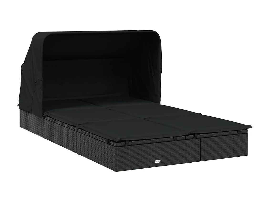 Transat 2 places avec toit pliable noir 213x118x97