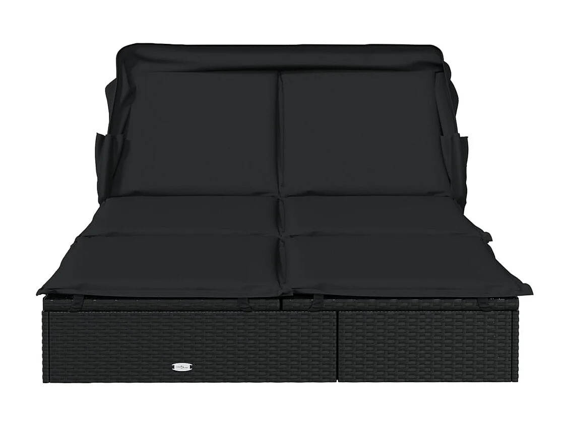 Transat 2 places avec toit pliable noir 213x118x97