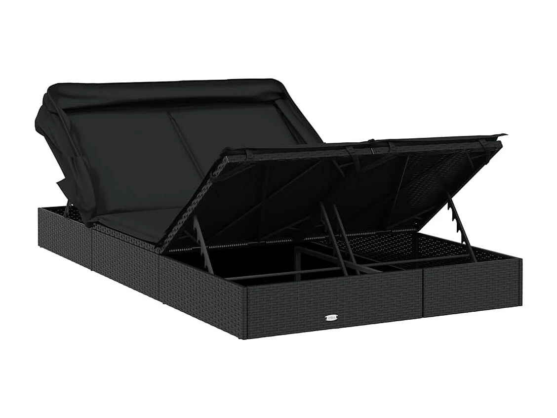 Transat 2 places avec toit pliable noir 213x118x97