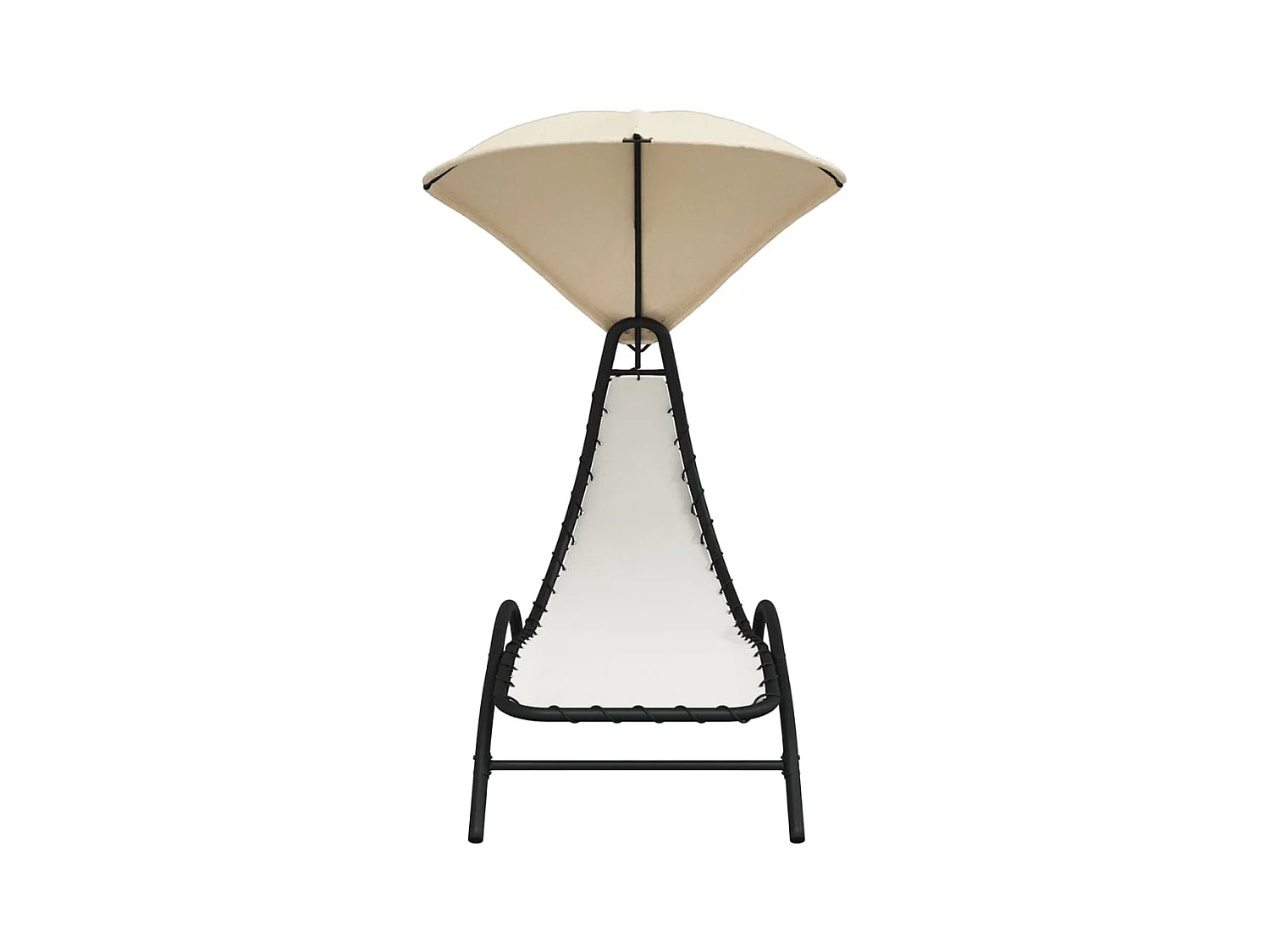 Chaise longue avec auvent crème 167x80x195 tissu et acier