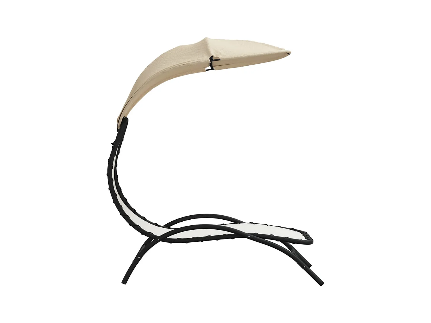 Chaise longue avec auvent crème 167x80x195 tissu et acier