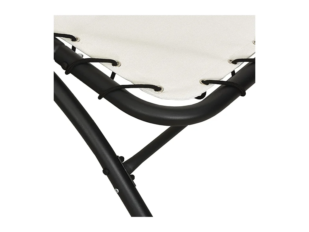Chaise longue avec auvent crème 167x80x195 tissu et acier