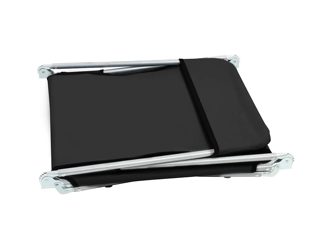 Chaises longues pliables 2 pcs Acier et tissu Noir