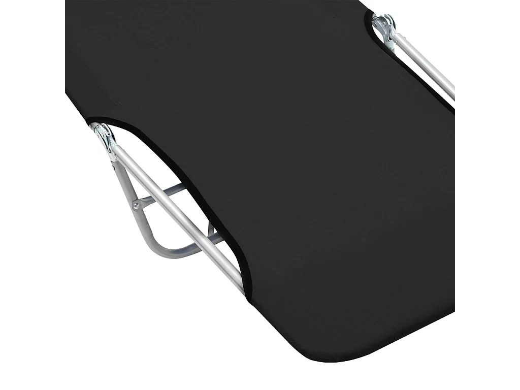 Chaises longues pliables 2 pcs Acier et tissu Noir