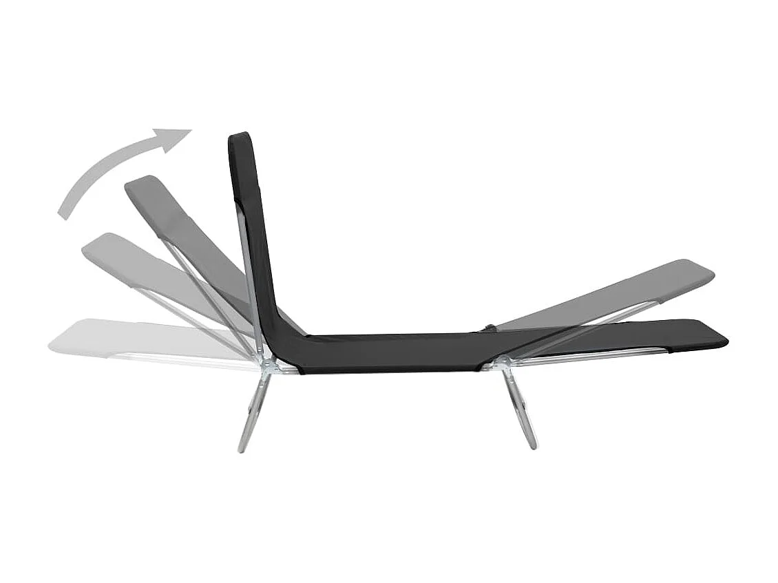 Chaises longues pliables 2 pcs Acier et tissu Noir