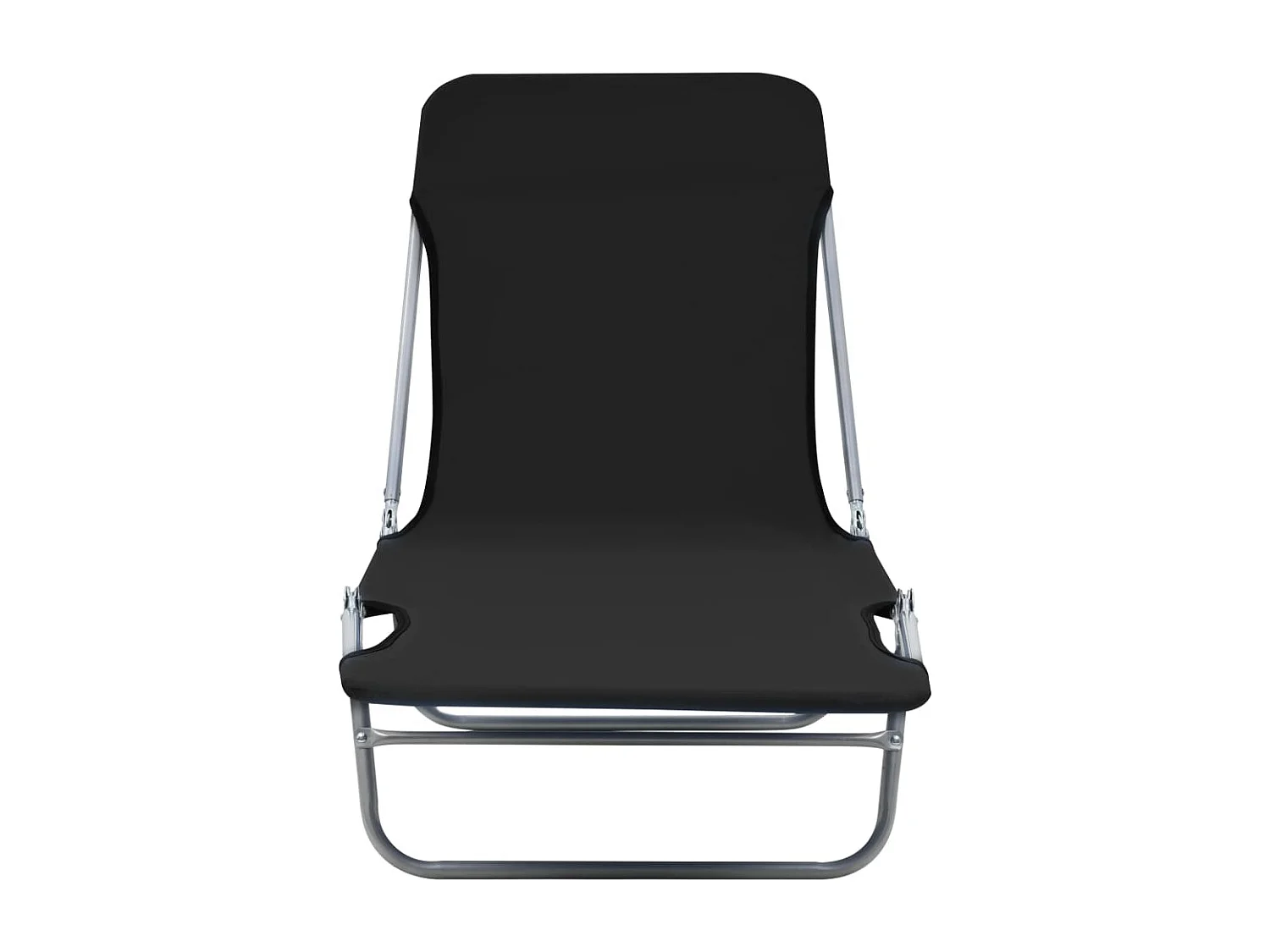 Chaises longues pliables 2 pcs Acier et tissu Noir