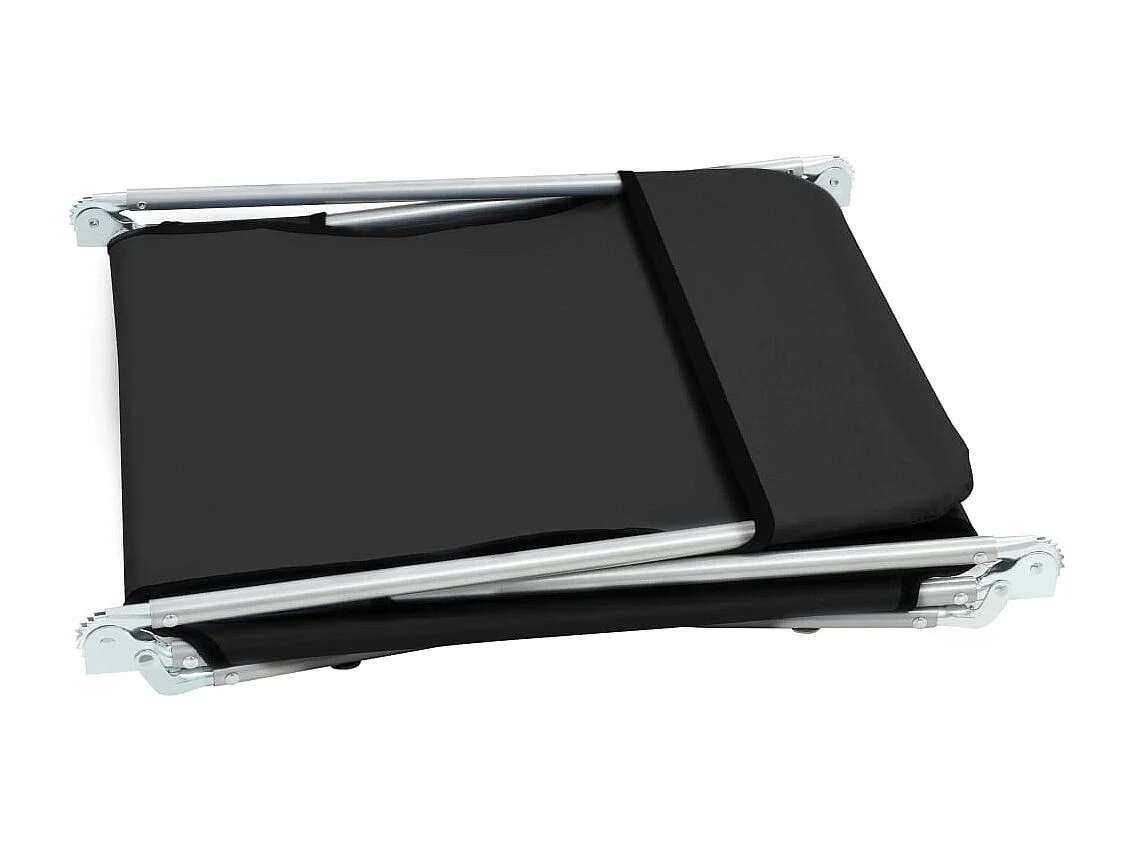 Chaises longues pliables 2 pcs Acier et tissu Noir