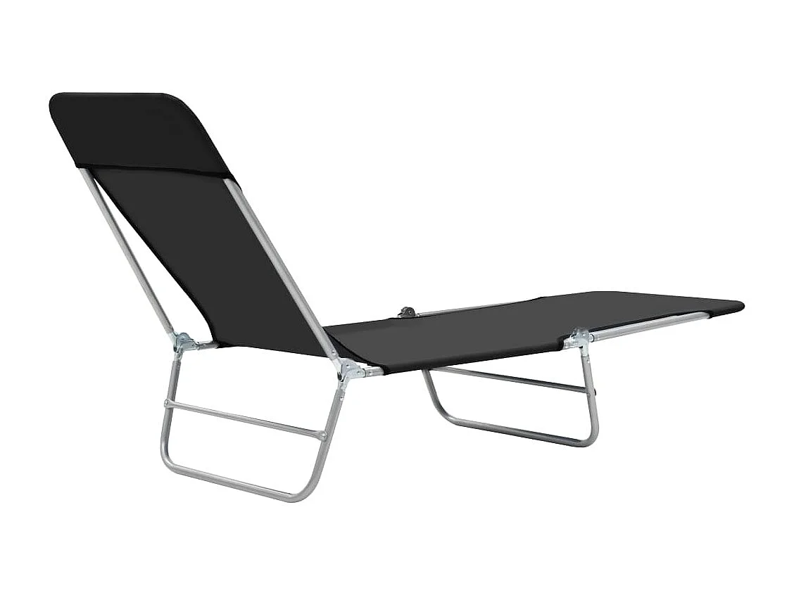 Chaises longues pliables 2 pcs Acier et tissu Noir
