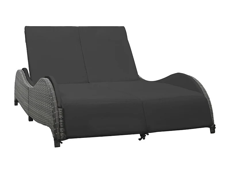 Chaise longue double avec coussin Résine tressée Anthracite