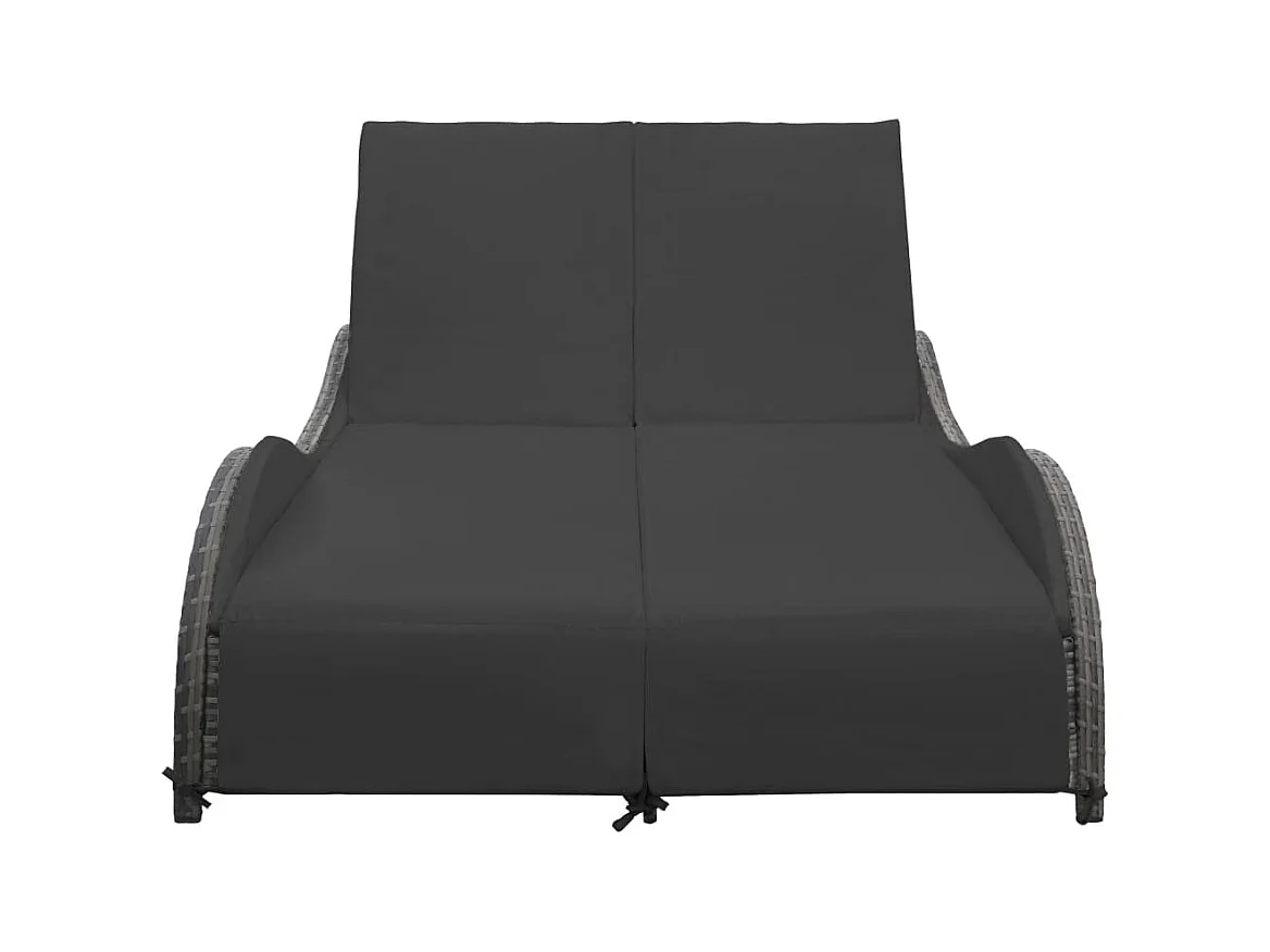 Chaise longue double avec coussin Résine tressée Anthracite