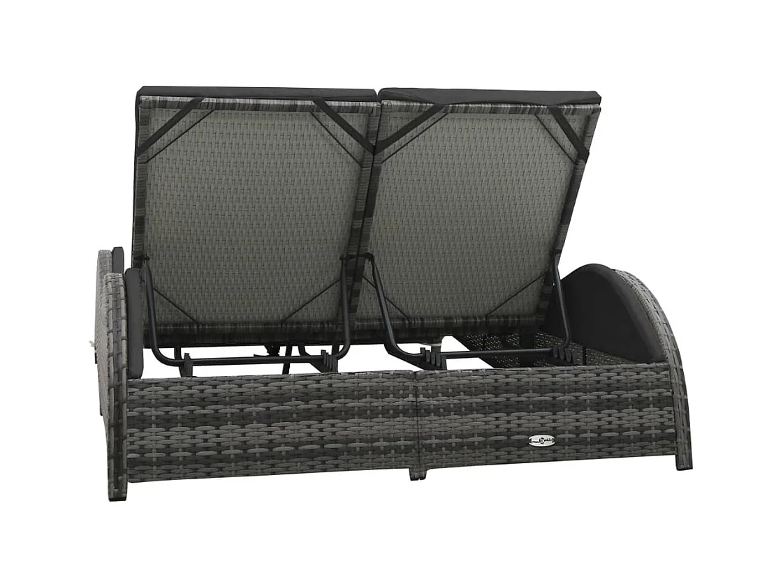 Chaise longue double avec coussin Résine tressée Anthracite