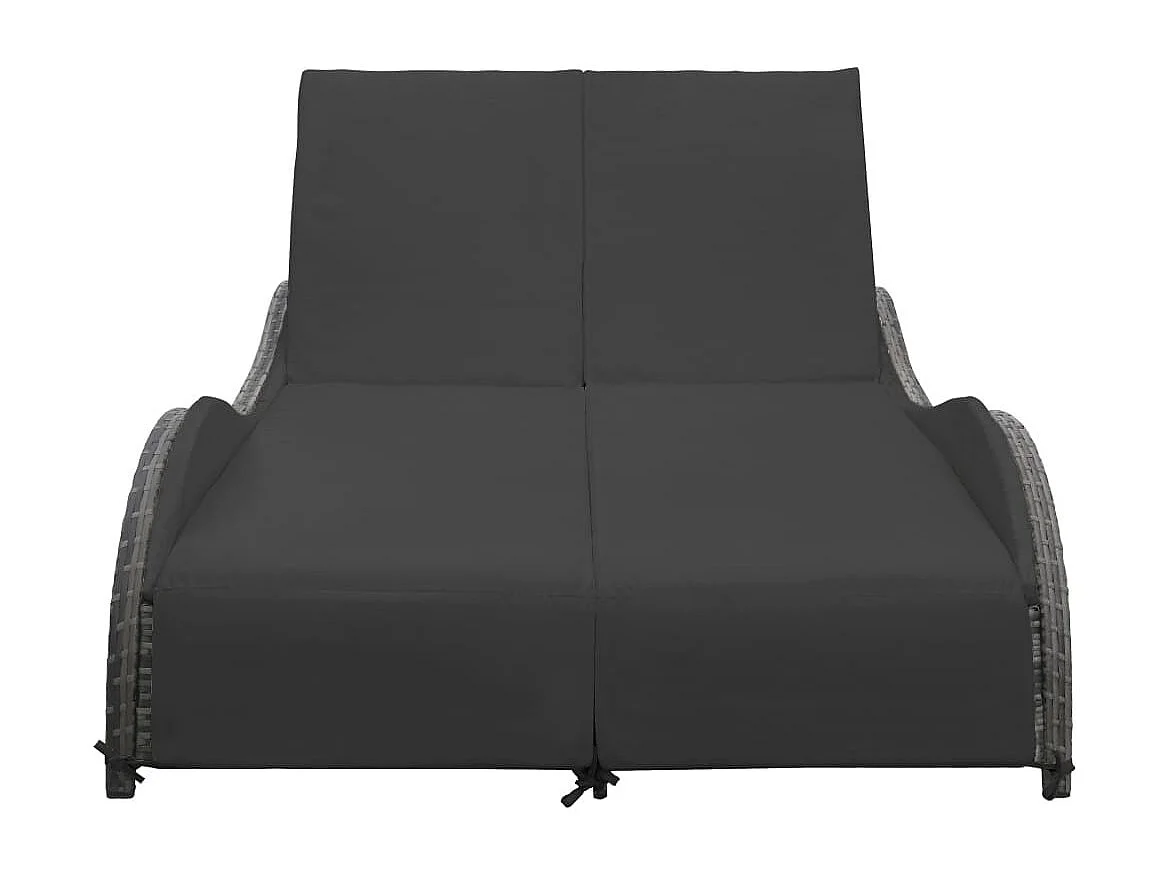 Chaise longue double avec coussin Résine tressée Anthracite