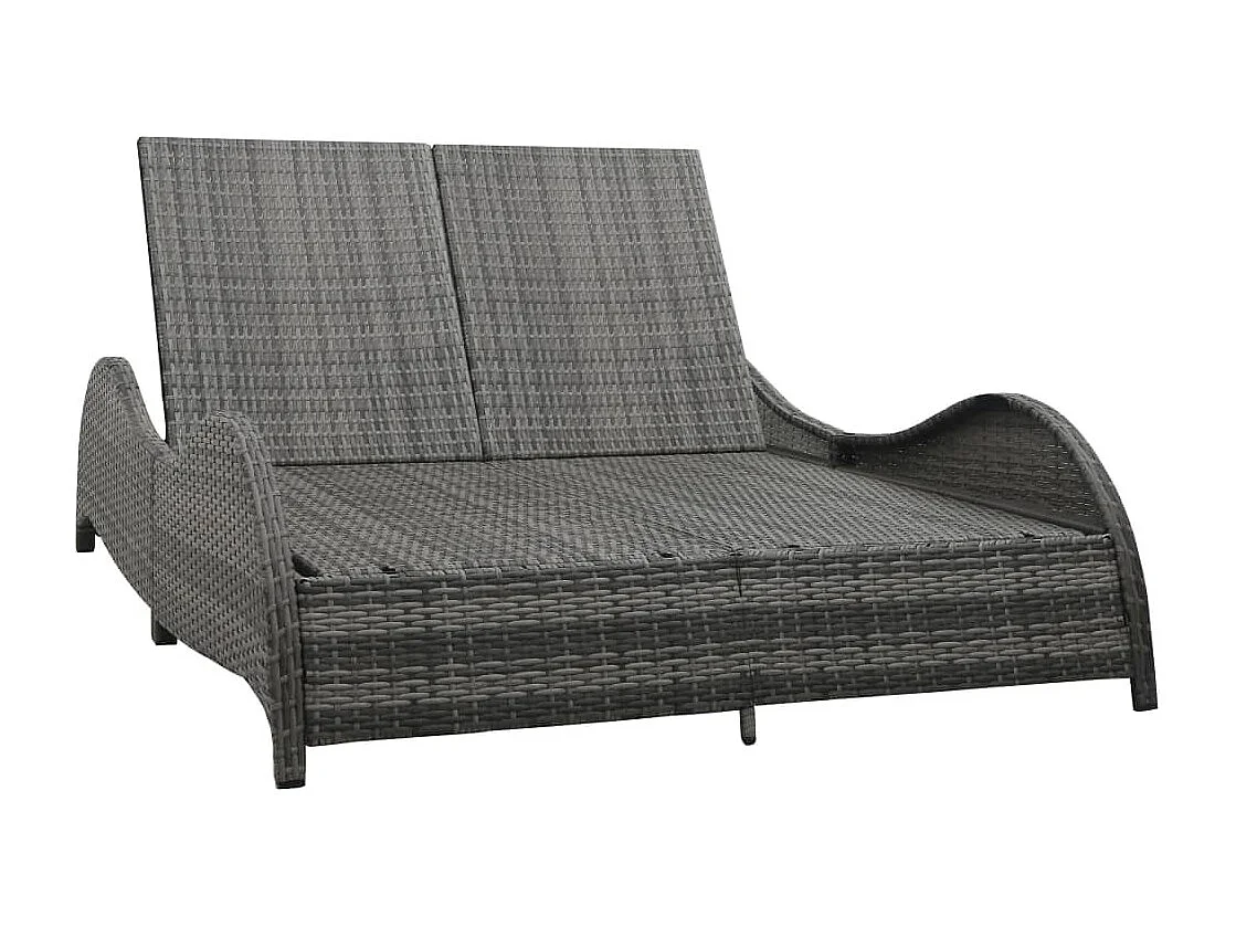 Chaise longue double avec coussin Résine tressée Anthracite