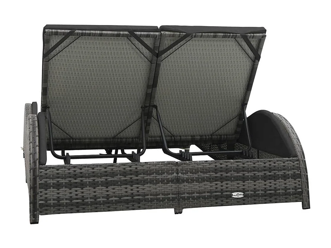 Chaise longue double avec coussin Résine tressée Anthracite