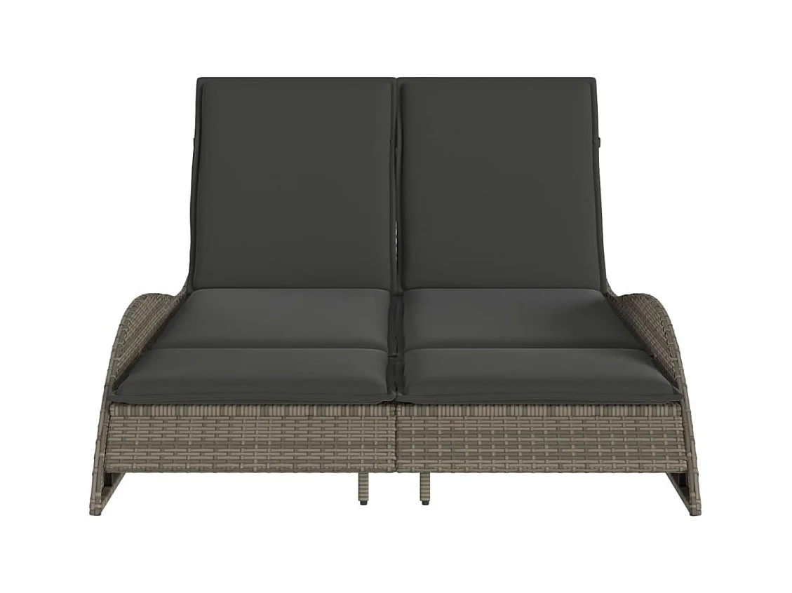 Chaise longue avec coussins gris 114x205x73 résine tressée