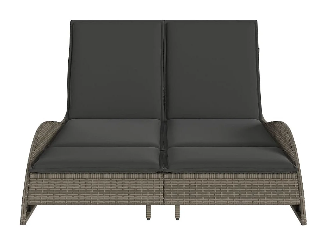 Chaise longue avec coussins gris 114x205x73 résine tressée