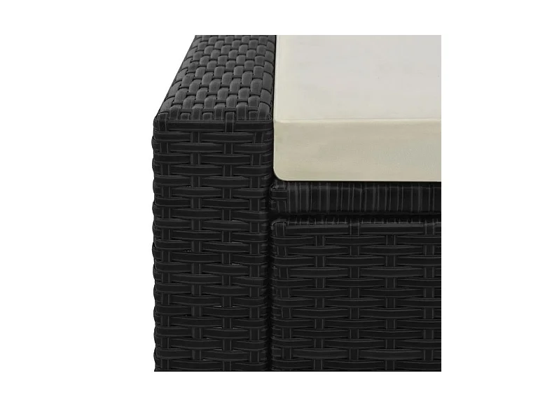 Lit de jardin double tissu beige et résine tressée noire Luvi