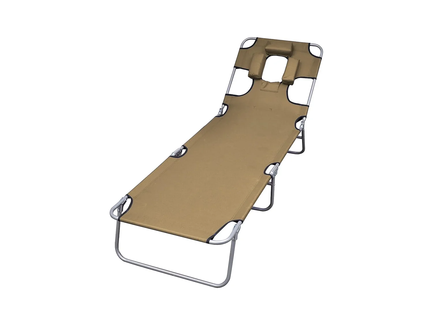 Chaise longue pliable et coussin de tête Dossier réglable Taupe