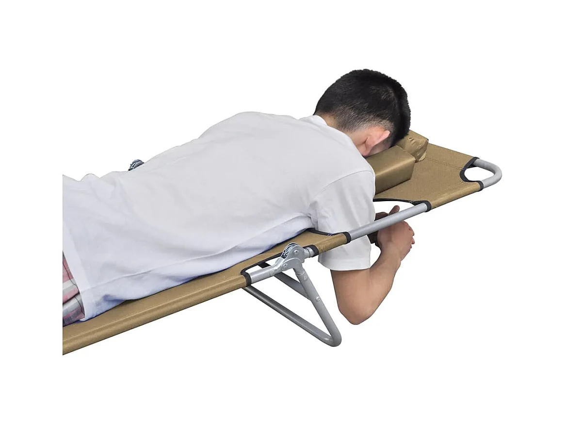 Chaise longue pliable et coussin de tête Dossier réglable Taupe