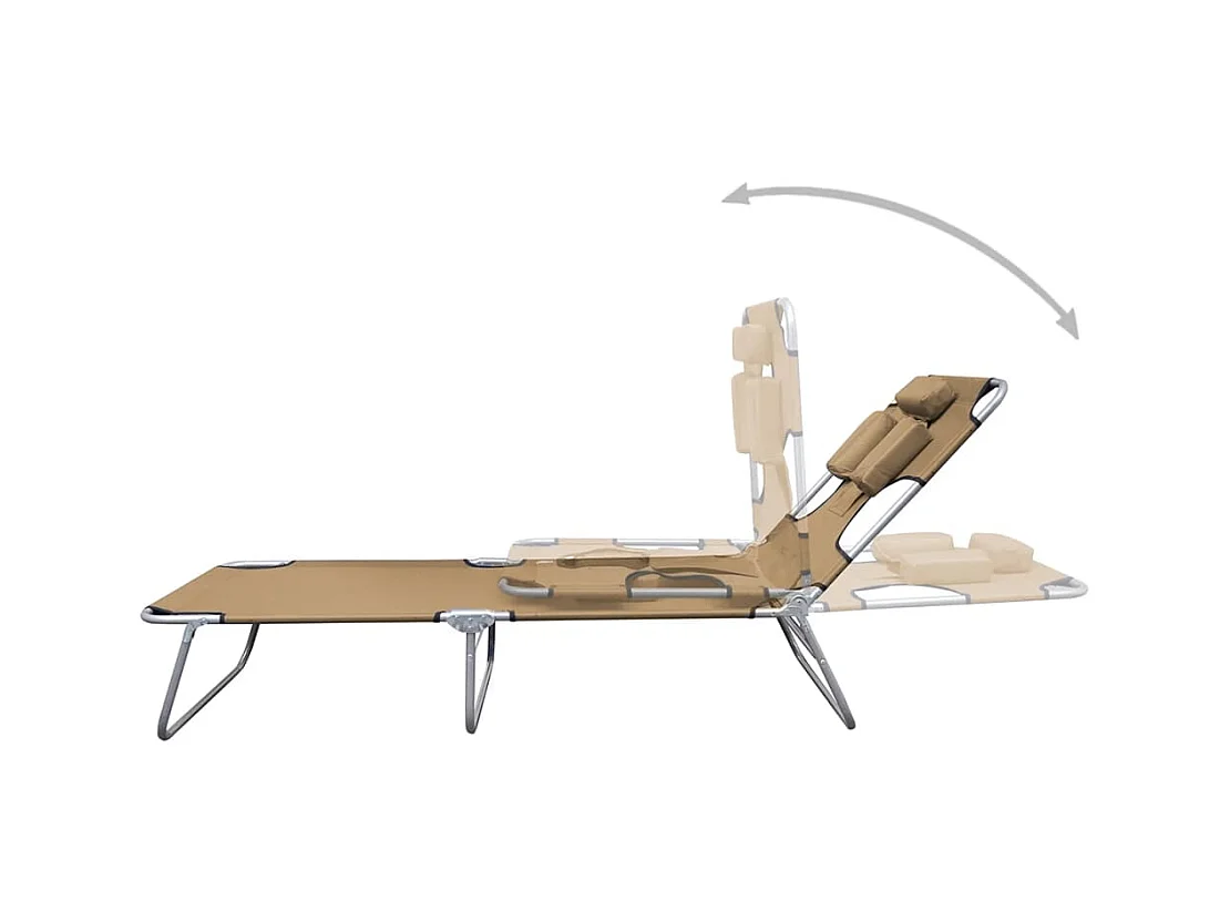 Chaise longue pliable et coussin de tête Dossier réglable Taupe
