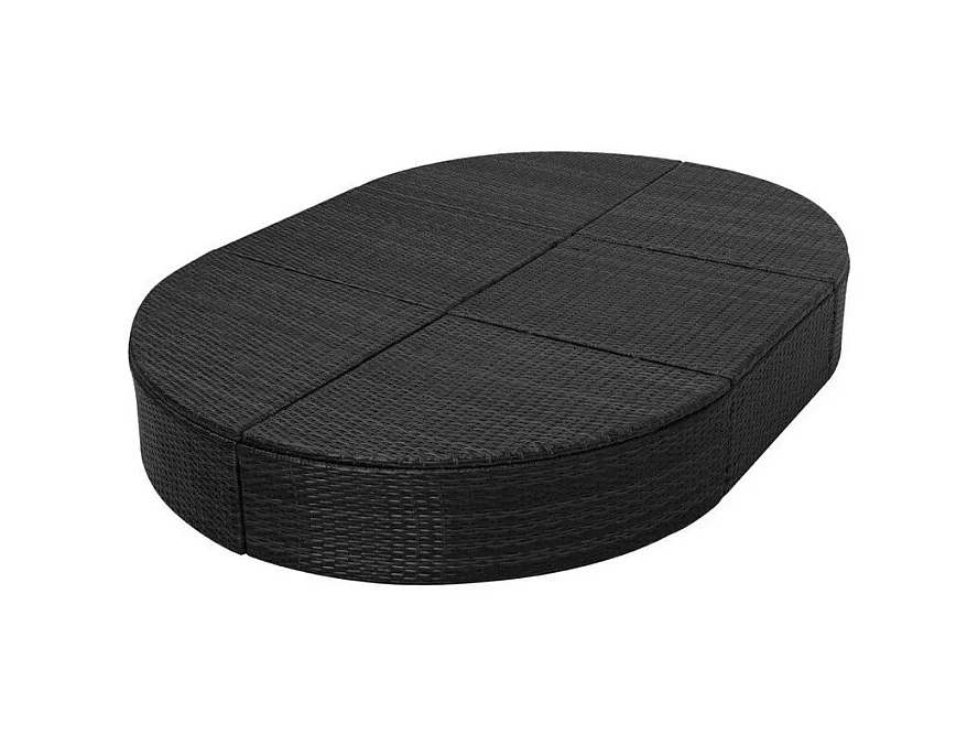 Lit de jardin polyester blanc et résine tressée noire Leffo